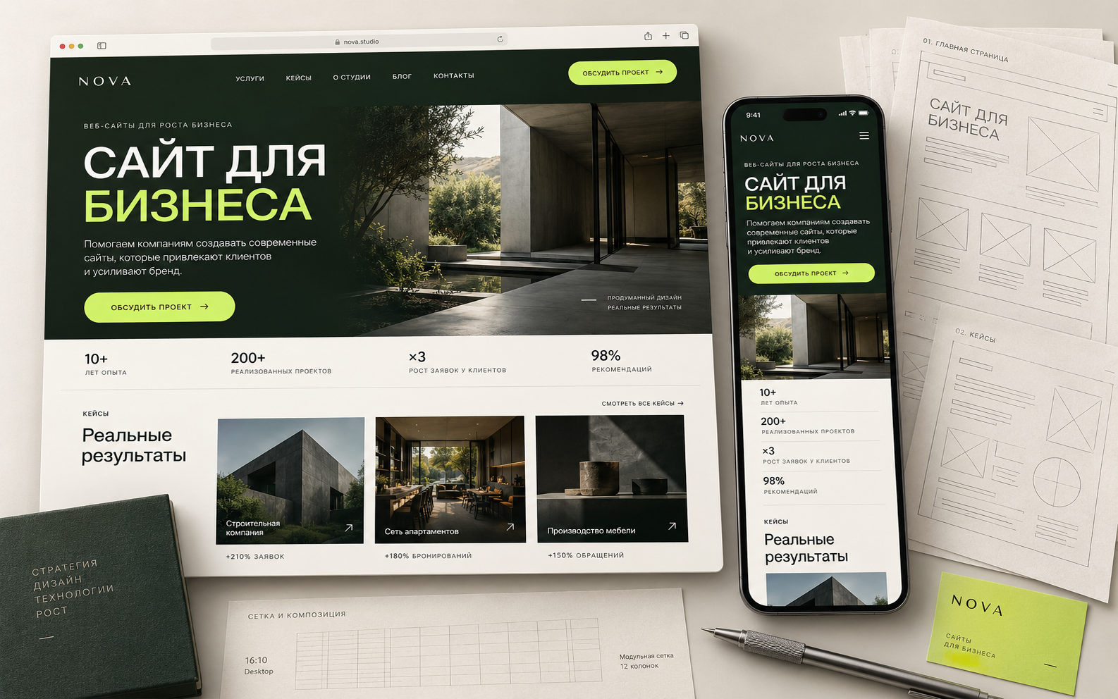 Концепт сайта из гайдбука по AI-разработке